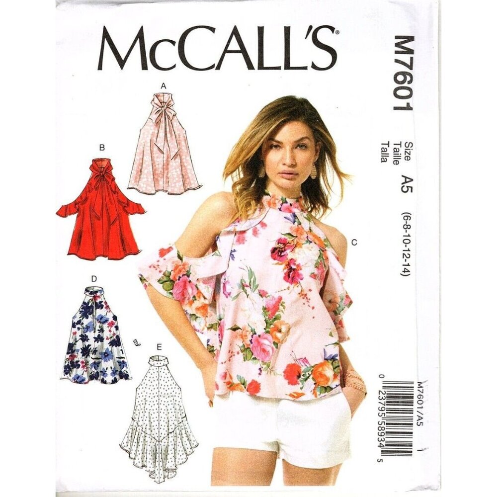 McCall's M7601 Misses 6 to 14 Cold Shoulder Tops and Tunics UNCUT Sewing Pattern